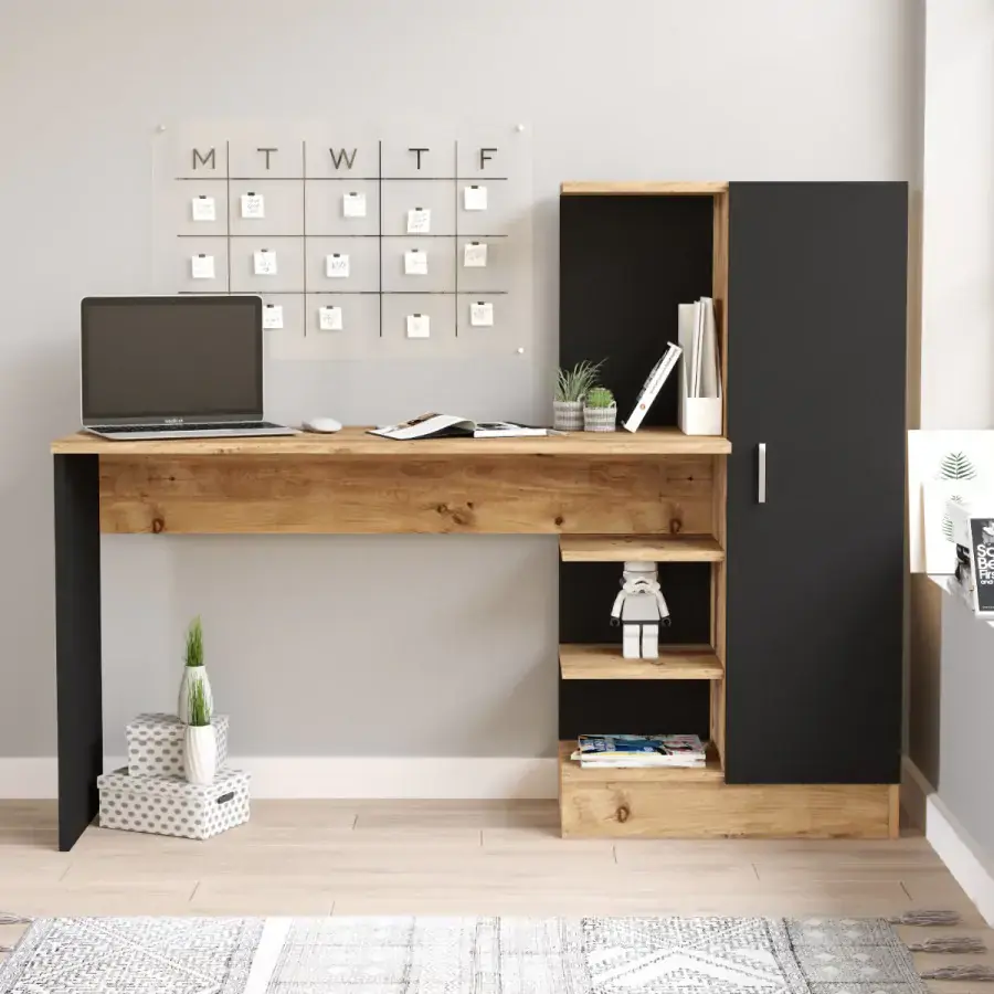 Casarredo Psací stůl IDABEL - borovice/černá