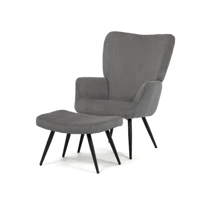 Křeslo šedé s podnožkou AK-L7285 GREY6