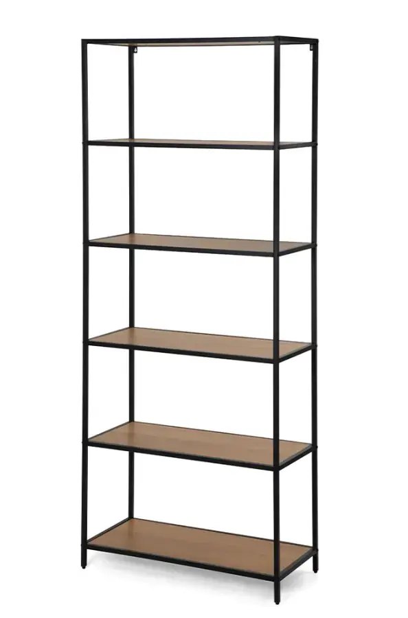 Kovový regál LOFTY Slim Classic Oak, 185 x 77 cm