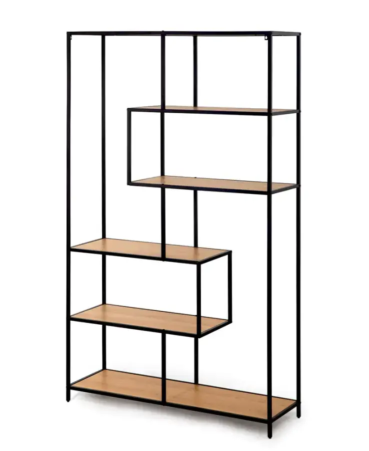 Kovový regál LOFTY GRID Classic Oak, 185 x 114 cm