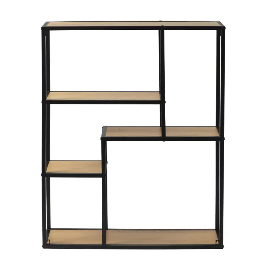 Kovová police LOFTY GRID Wall Oak, 91 x 75 cm