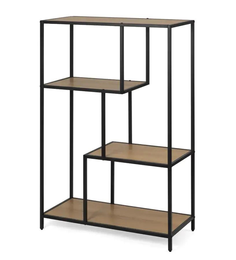 Kovový regál LOFTY GRID Low Oak, 114 x 77 cm