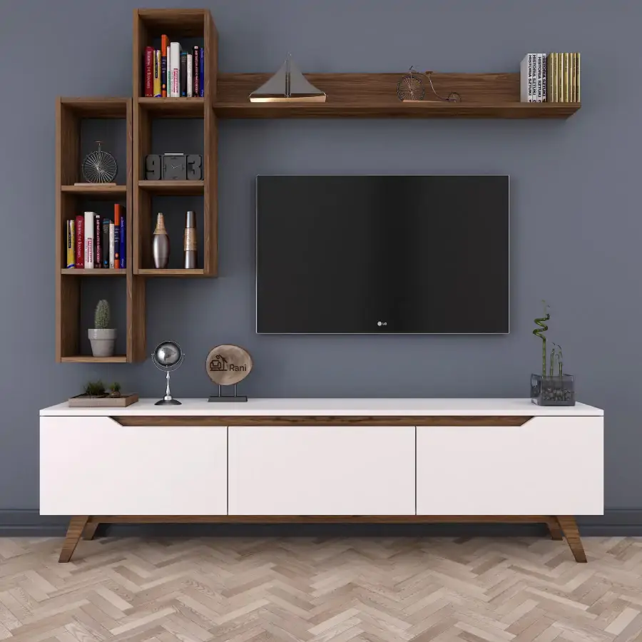 Casarredo Obývací stěna TORNACO - bílá/ořech