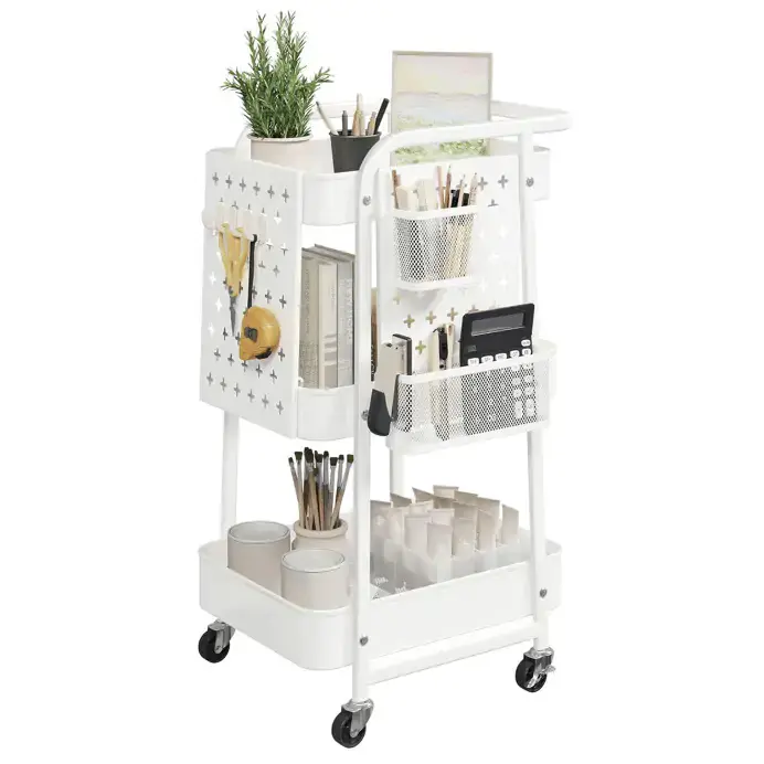 Pojízdný úložný vozík bílý APV-E1037 WT
