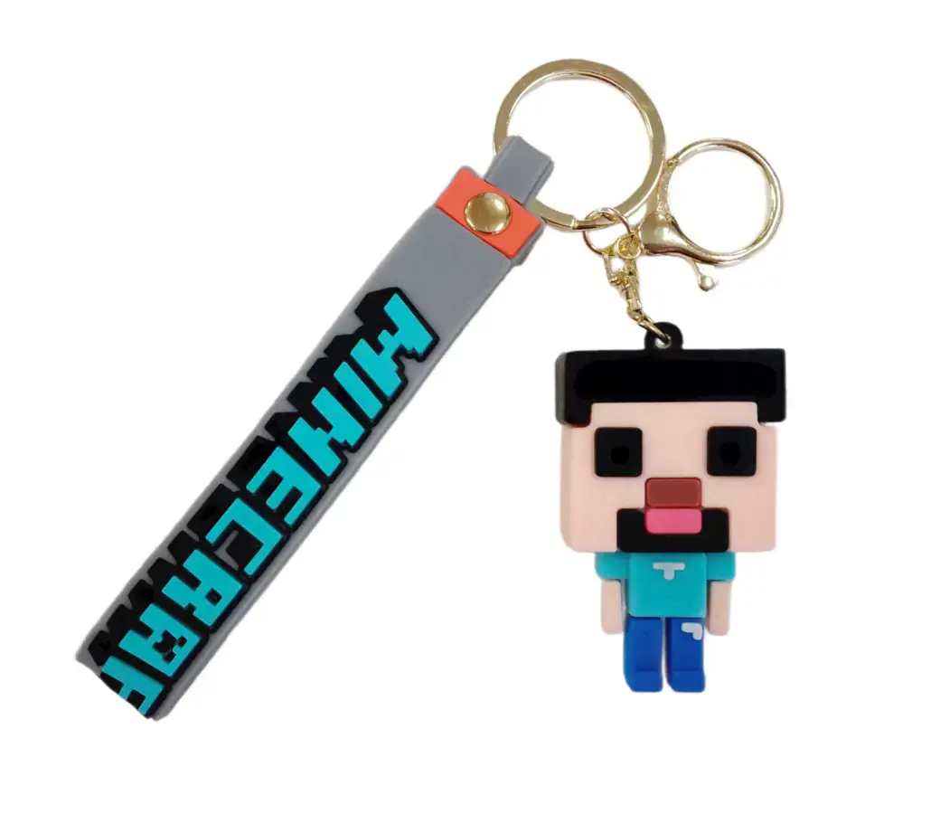Bagito Dětská klíčenka Minecraft Steve s poutkem a karabinou
