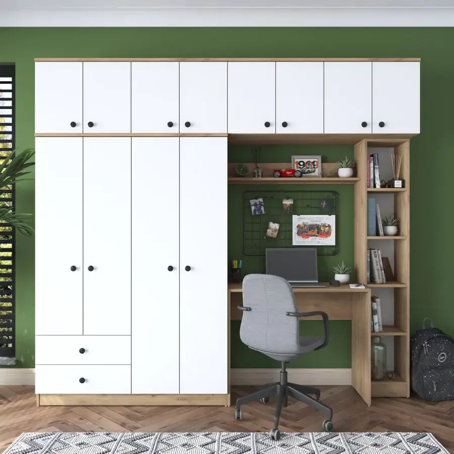 Casarredo Šatní skříň IRSINA s psacím stolem - ořech/bílá