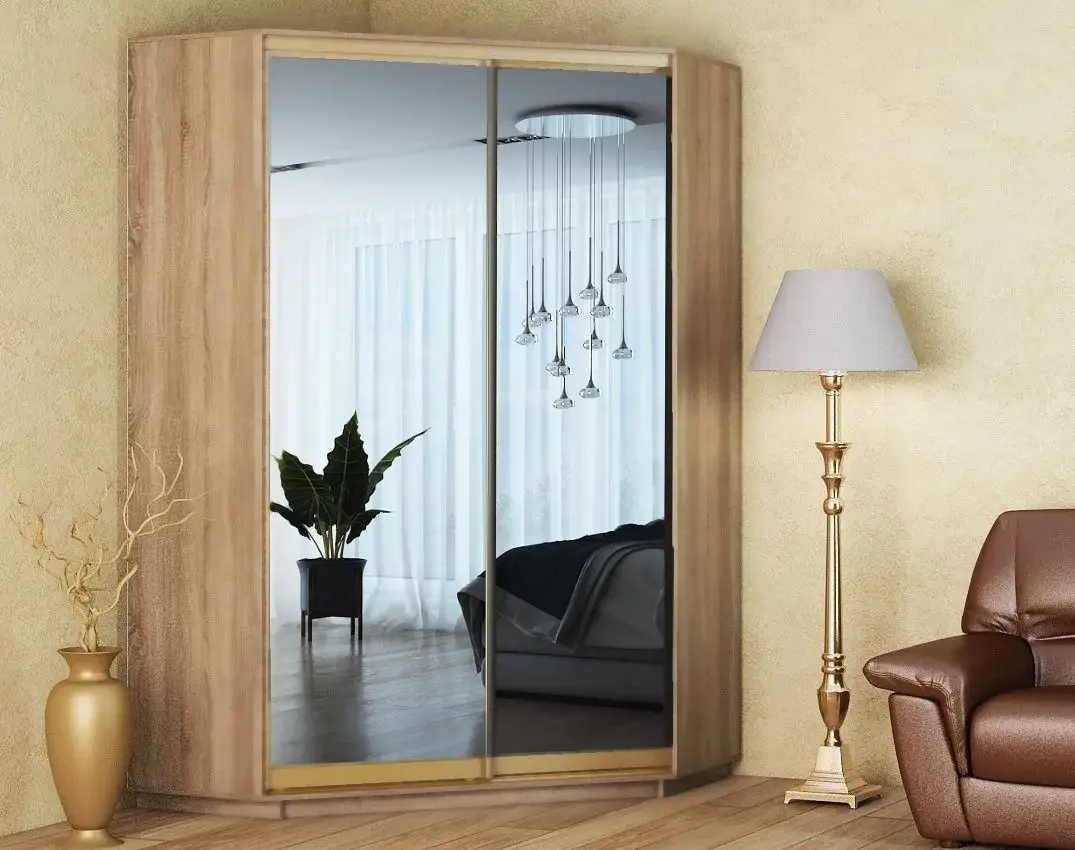 Casarredo Šatní skříň rohová CORA 140 sonoma/zrcadlo