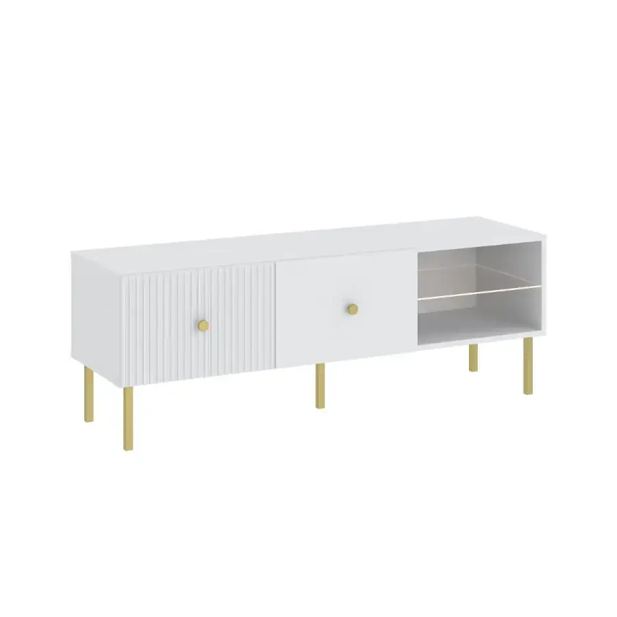 Casarredo Televizní stolek 1D ALMONTE - bílá/zlatá