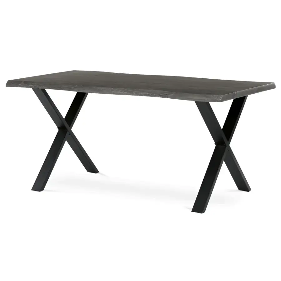 Jídelní stůl 160x90 cm HT-F4316 GREY šedý dub / černé nohy