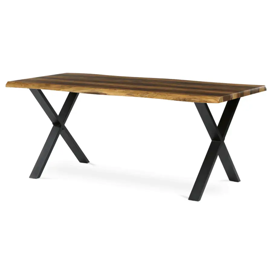 Jídelní stůl 180x90 cm HT-F4318 OLW stare dřevo / černé nohy
