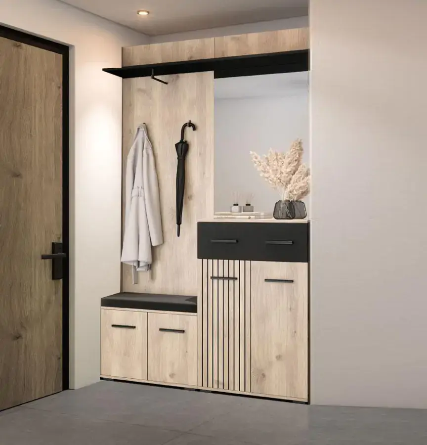 Casarredo Malá předsíňová sestava ZEMURA - bílý dub / černá
