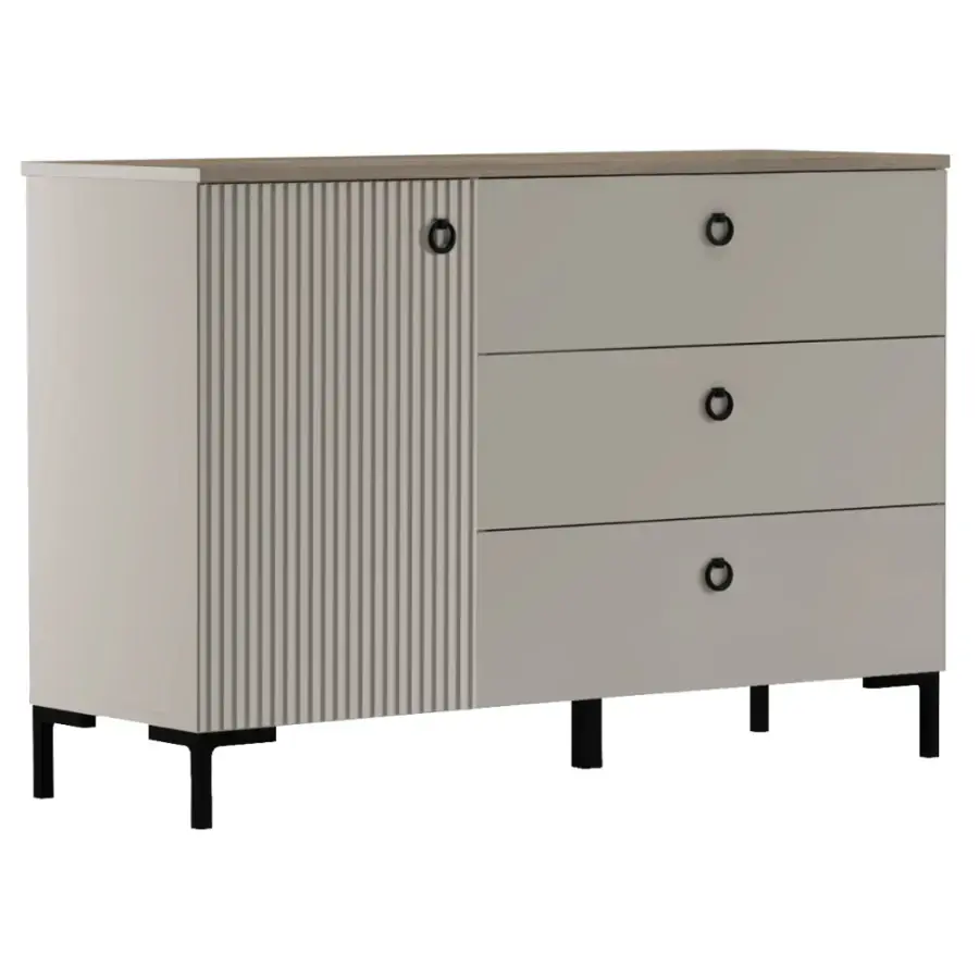 Tempo Kondela Komoda DOMCA 1D3S – taupe/dub silverjack