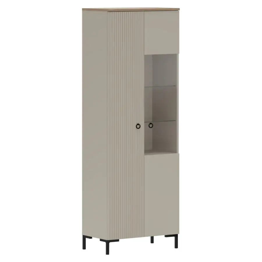 Tempo Kondela Vitrína DOMCA 1D1W – taupe/dub silverjack
