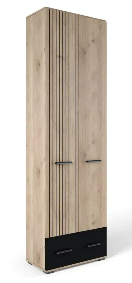 Casarredo Šatní skříň ZEMURA - bílý dub/černá