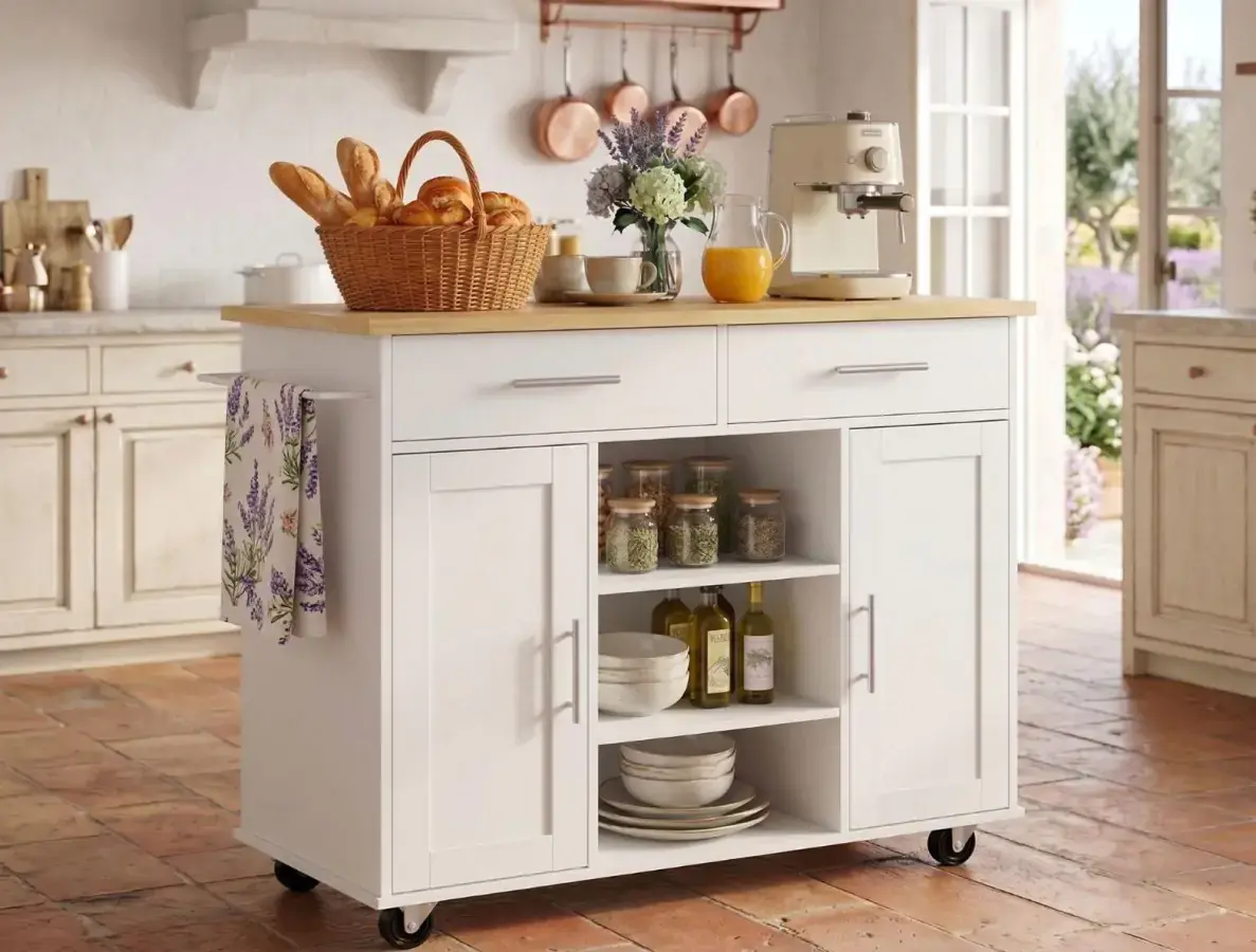 Casarredo Kuchyňský ostrůvek SARDINIA – bílá/sonoma