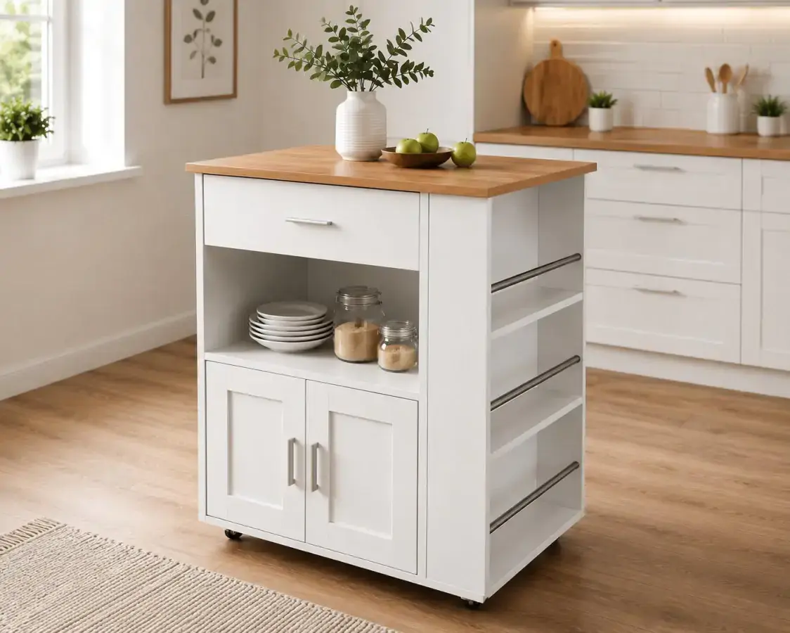 Casarredo Kuchyňský ostrůvek CORSICA – bílá/sonoma