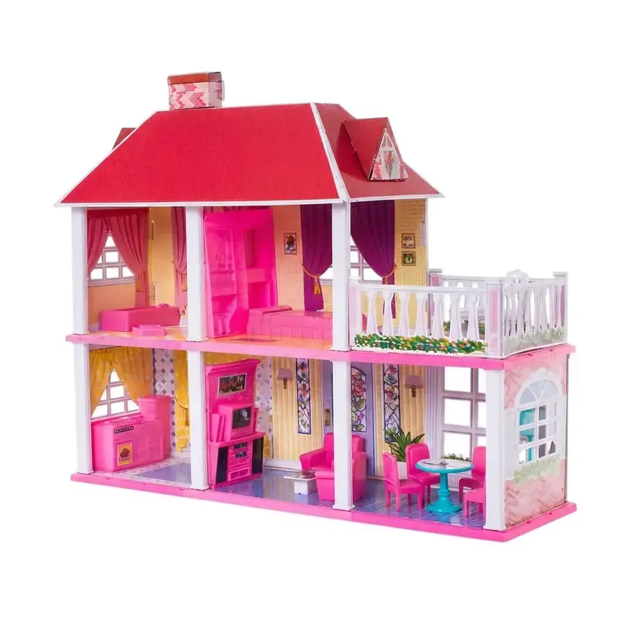 Toybit Velký domeček pro panenky s nábytkem 70cm