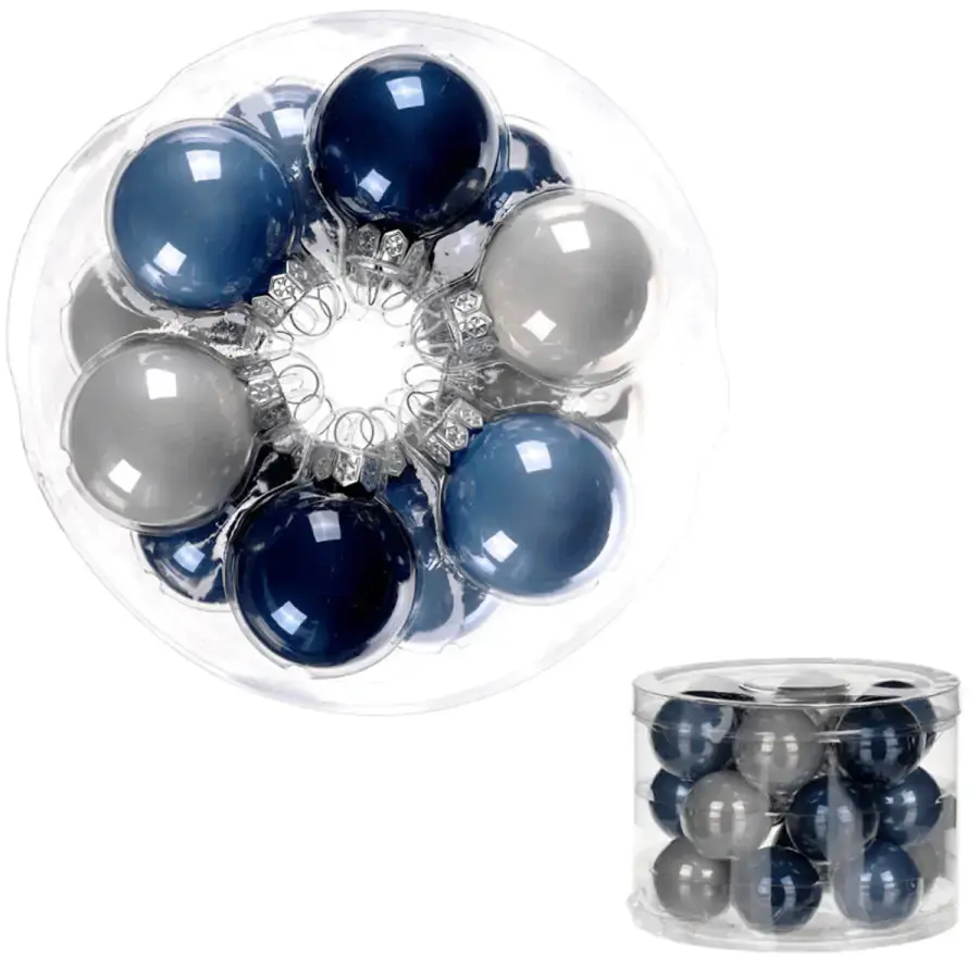 Autronic Skleněné ozdoby VAK108-4 – modrá/bílá, 18 ks