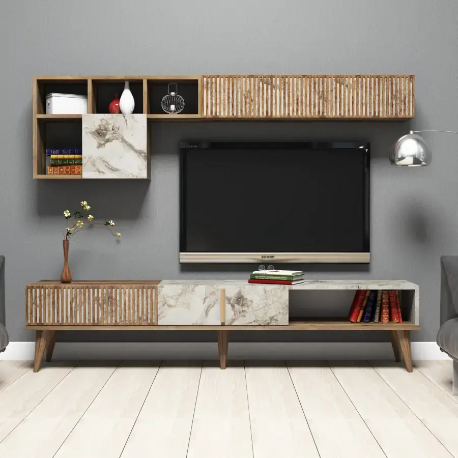 Casarredo UMBRIA obývací stěna - ořech/bílá