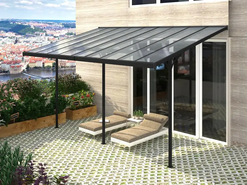Pergola 618 x 305 cm (černá+transparentní polykarbonát)