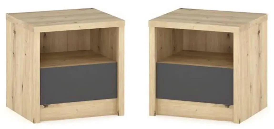 Casarredo Set 2 kusů nočního stolku DOMINKA dub artisan/šedý