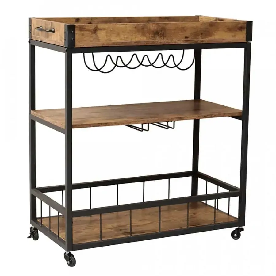 Tempo Kondela Servírovací vozík SILVIUS, dub smoke / černá