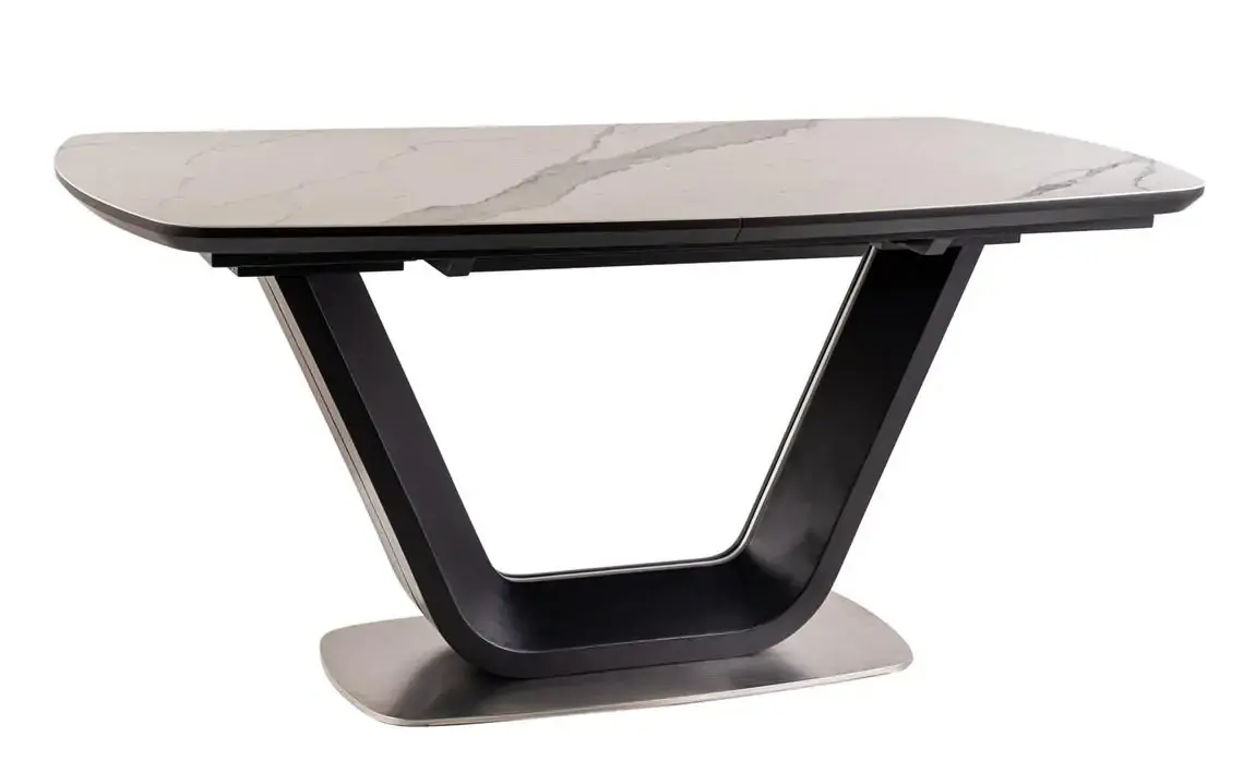 Casarredo Jídelní stůl rozkládací 160x90 ARMANI ceramic bílý mramor/černý mat