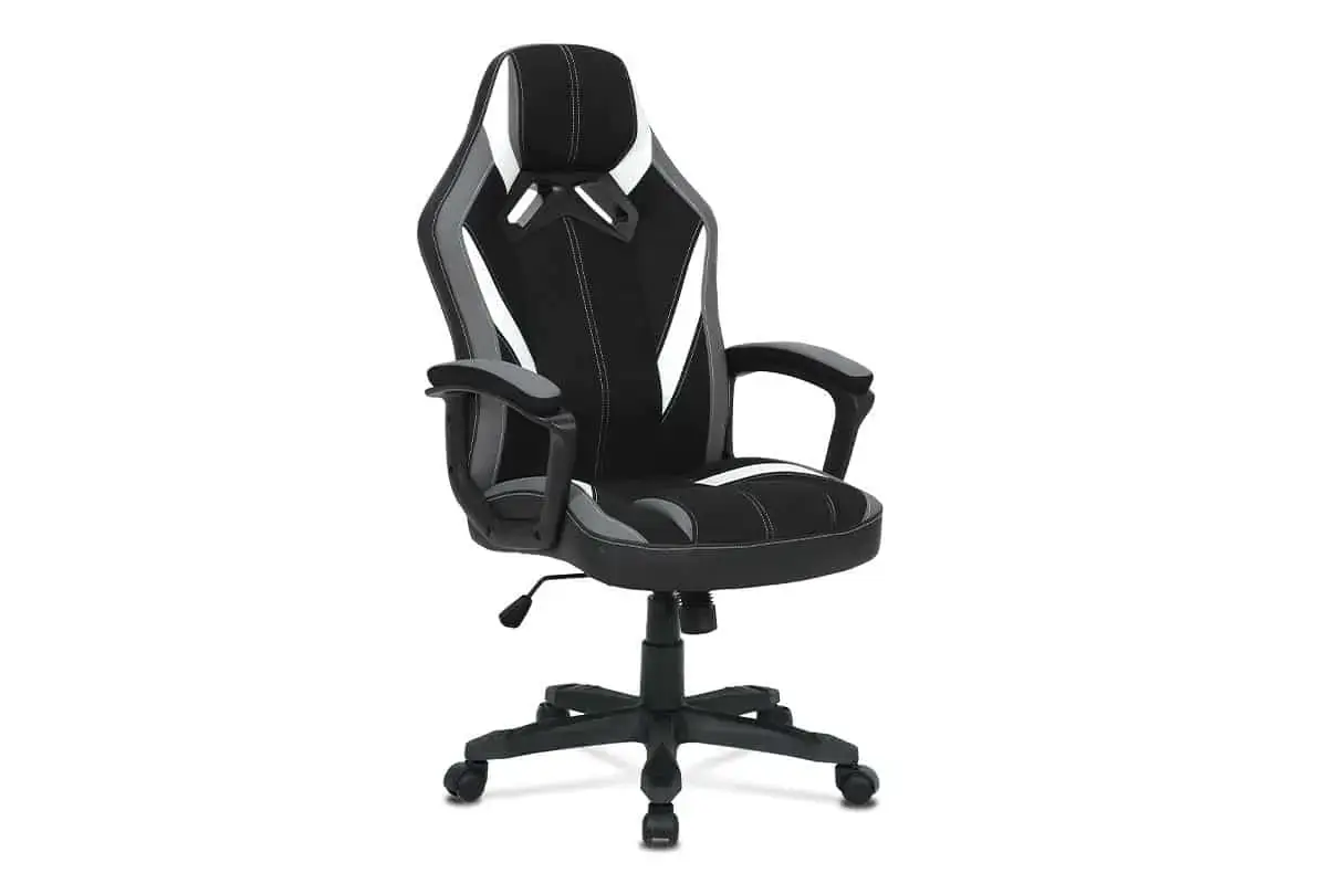 Autronic ERGONOMICKY TVAROVANÉ HERNÍ KŘESLO v provedení látky a ekokůže - 66 x 114-124 x 69 cm, KA-Y326 GREY