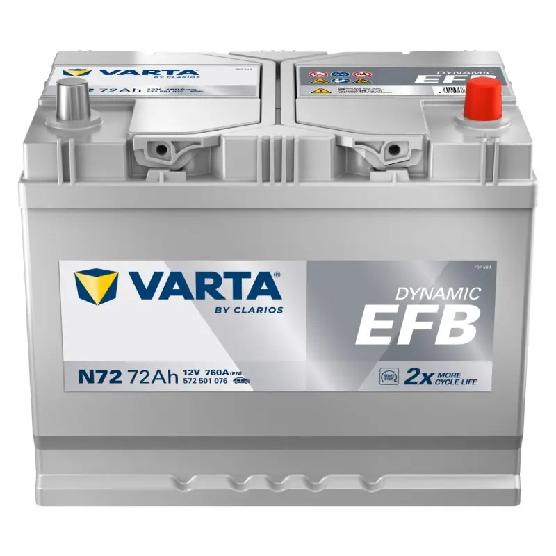 Autobaterie Varta Dynamic EFB 72Ah, 12V, 760A, N72
