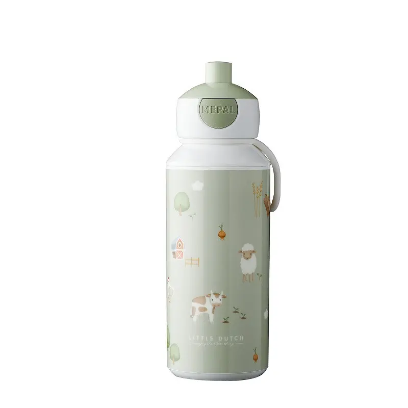 Světle zelená plastová dětská lahev 400 ml Little Farm by Little Dutch – Mepal