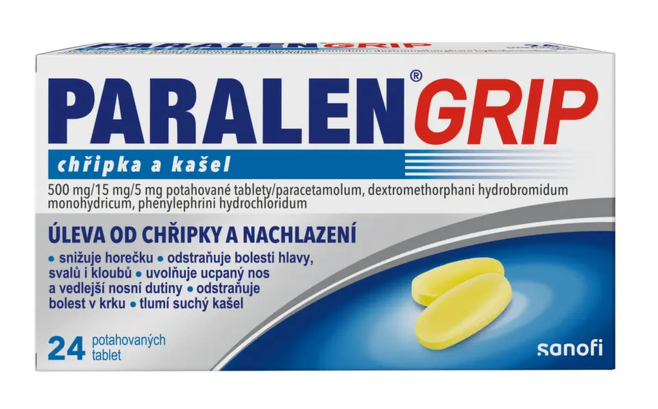 PARALEN GRIP CHŘIPKA A KAŠEL POR 500MG/15MG/5MG TBL FLM 24