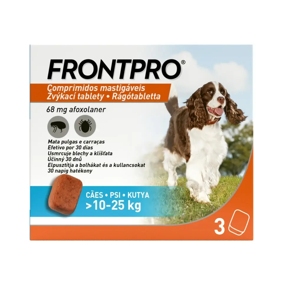 Frontpro žvýkací tablety pro psy 10-25kg 68mg 3 tablety