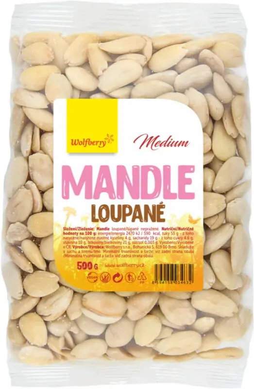 Mandle loupané medium 500g Wolfberry