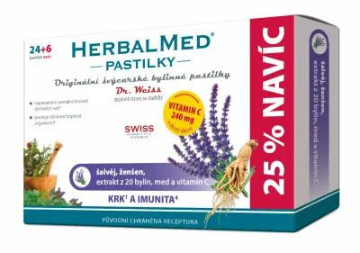 HerbalMed pastilky Dr.Weiss šalvěj ženšen vitamin C 24+6ks