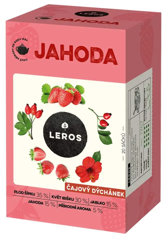 LEROS Čajový dýchánek jahoda 20x2g