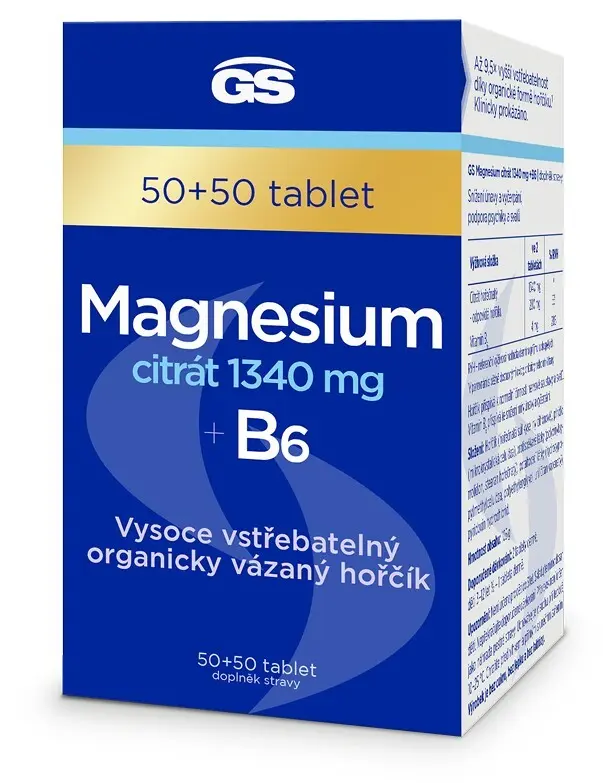 GS Magnesium citrát 1340mg+B6 tbl.50+50
