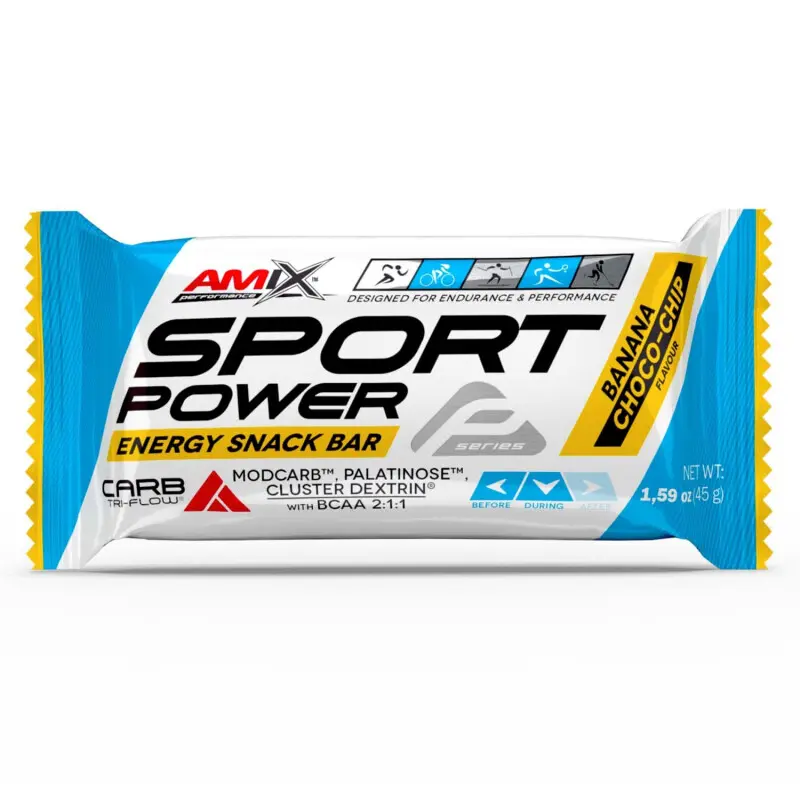 AMIX Sport Power Energy Snack Bar, Banana-Chocolate, 45g