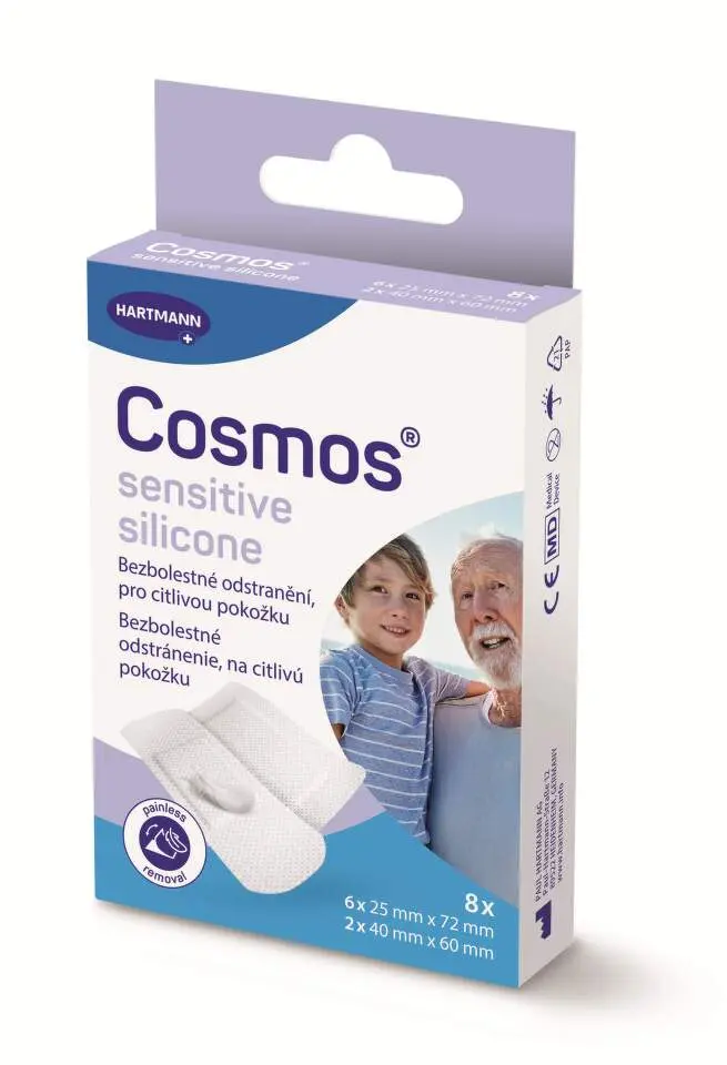 COSMOS Sensitive silicone ultra jemná náplast 2 velikosti 8 kusů
