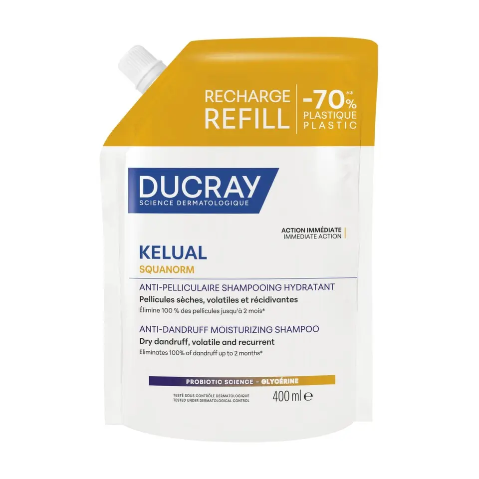 DUCRAY Kelual Squanorm hydratační šampon proti suchým lupům náplň 400 ml