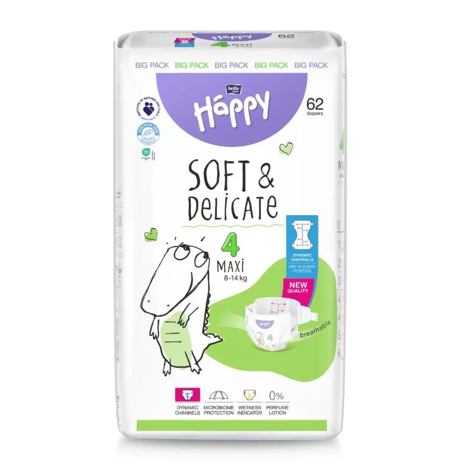 Bella HAPPY S&D vel. 4 Maxi -14 kg Big Pack 62 ks