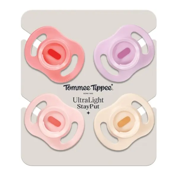 Tommee Tippee Silikonový Dudlík Ultra-light 0-6m, 4 ks, GIRL