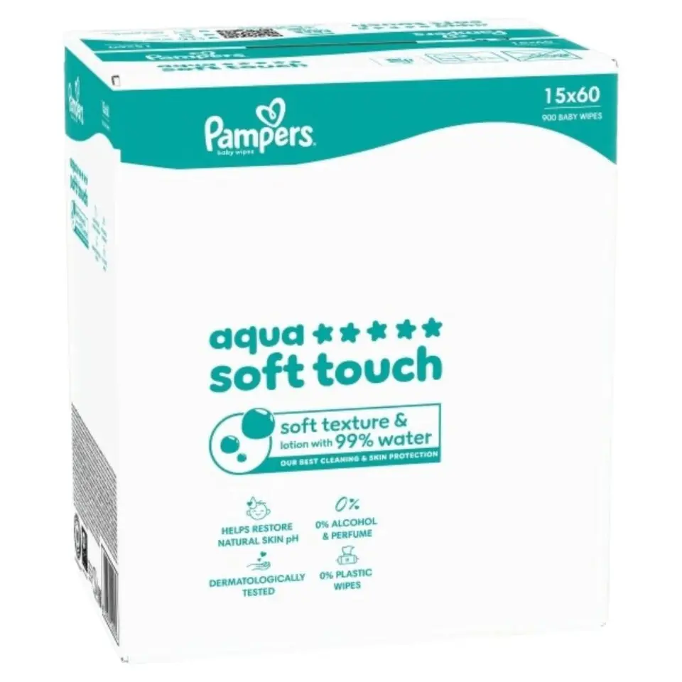 Pampers Aqua Soft Touch dětské čisticí ubrousky 900 ks