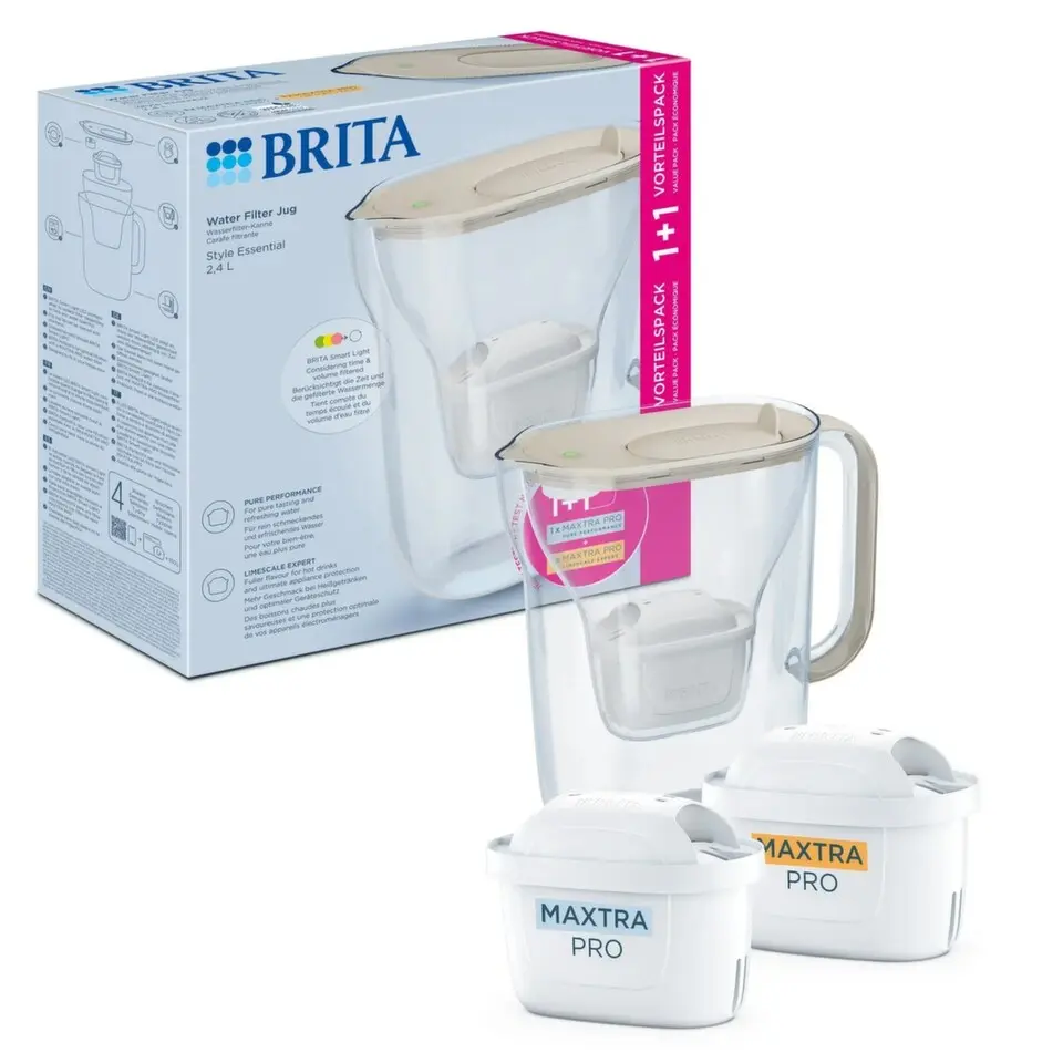 Brita Filtrační konvice Style Essential +2 filtry Maxtra Pro (Hard Water a Pure Performance), písková 1057797