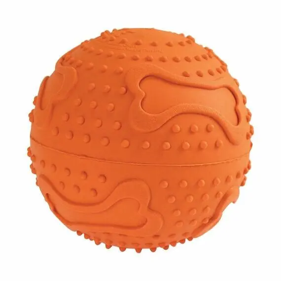 Hračka pes Míč s otvorem na krmivo 6,5cm oranžová TR