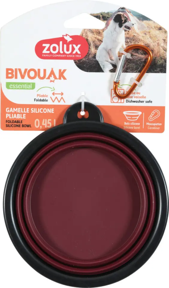 Miska skládací BIVOUAK 450ml silikon červená Zolux