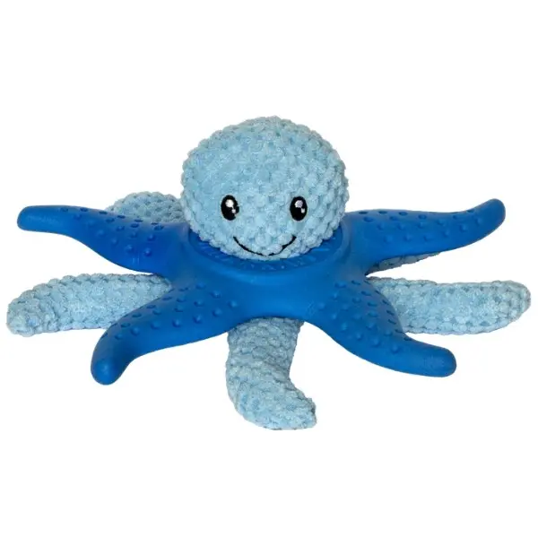 Hračka pes OCTOPUS & STARFISH plyš,TPR modr.27cm Kiwi