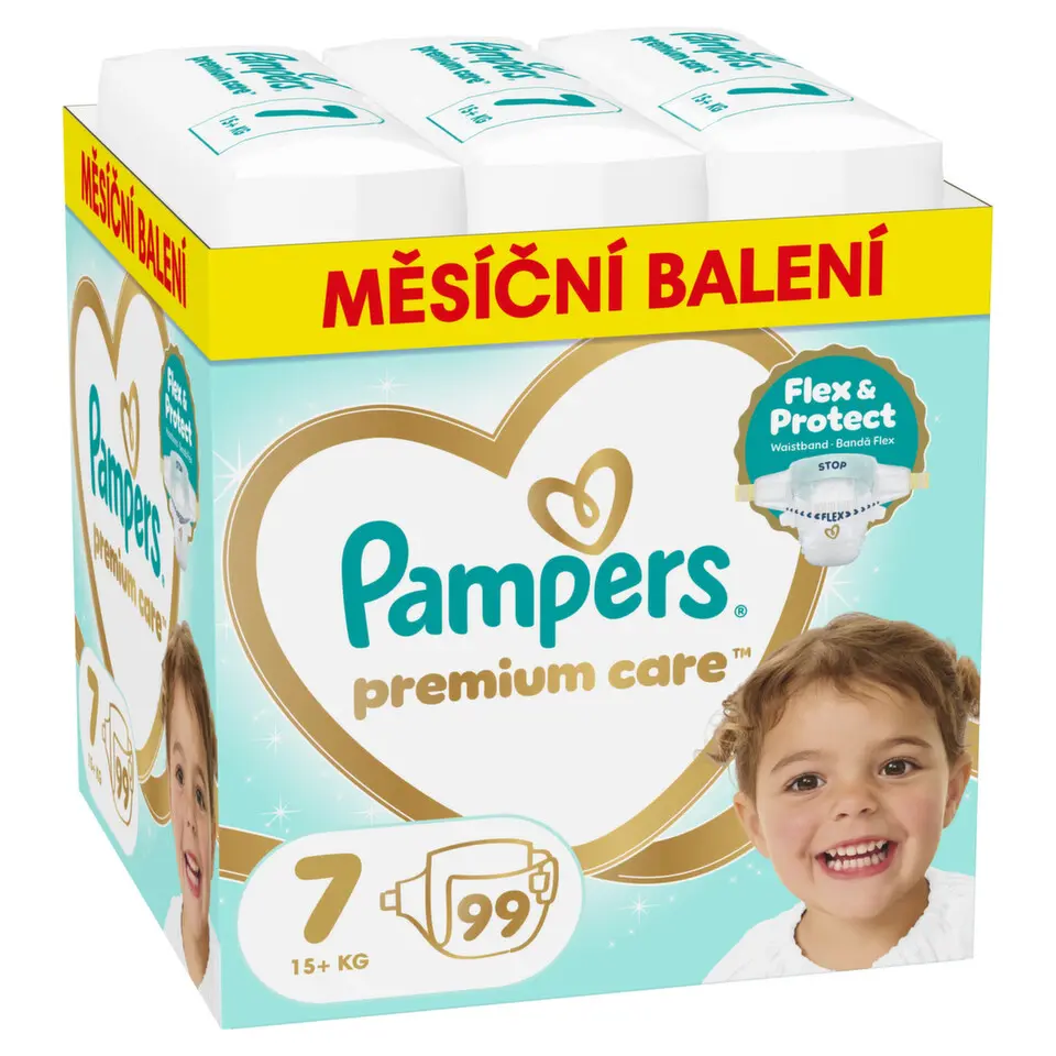 Pampers Premium Care 7 plenky 15kg+ 99ks