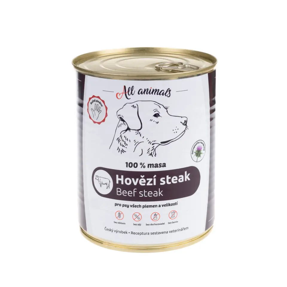 All Animals DOG konzerva Hovězí steak 800g