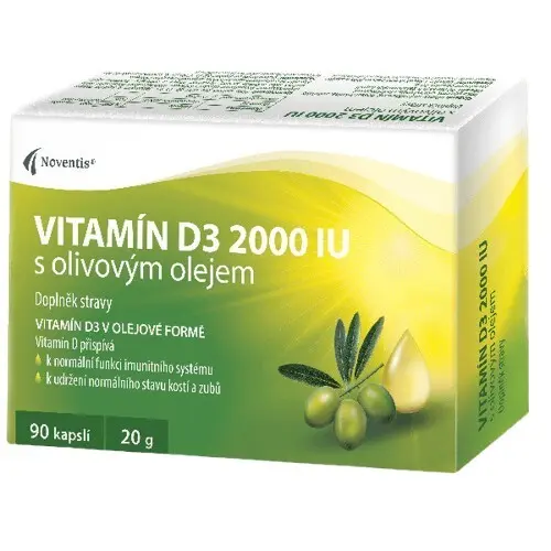 Vitamín D3 2000 IU s olivovým olejem cps.90