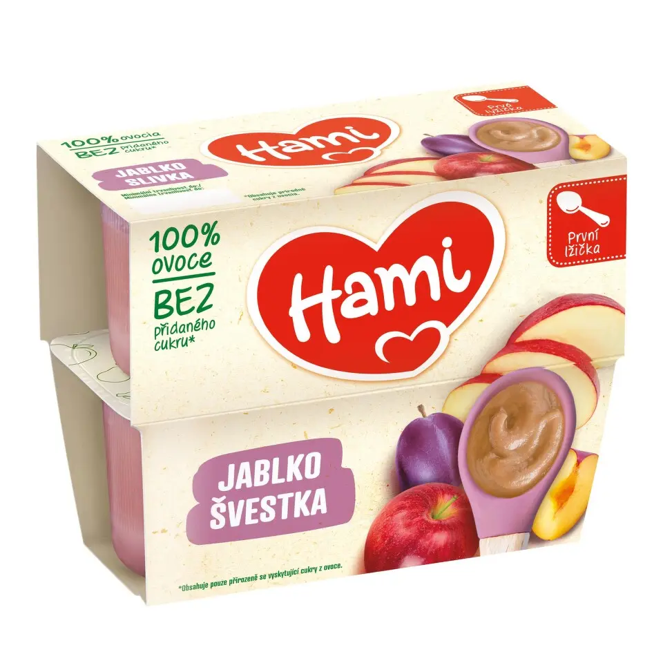 Hami 100% ovoce jablko a švestka 4x100g 4M+